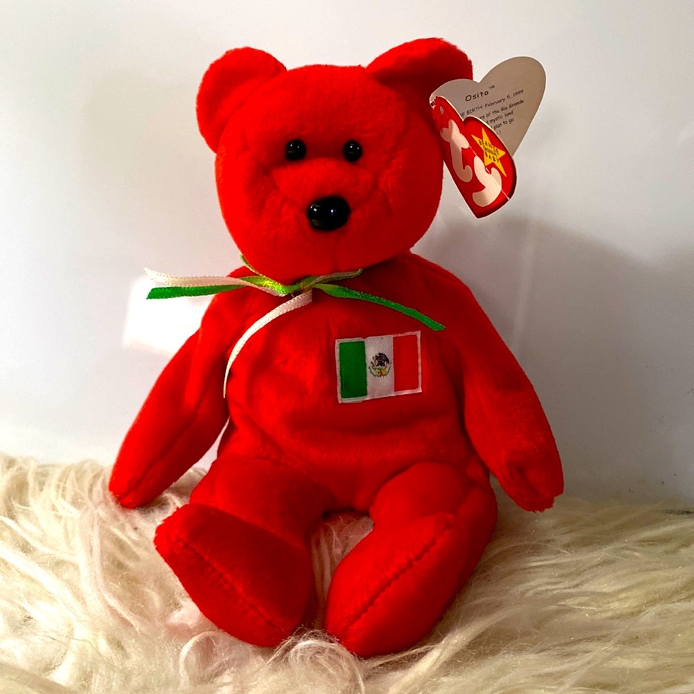 TY Beanie Baby 1999 Osito Red Bear Plush 8.5” Mexico